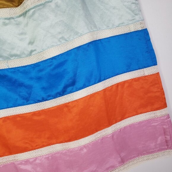 NEW J.Crew Satin Crochet Ribbon Colorblock Pencil Skirt 10 Blue Orange Pink NWT - Picture 9 of 10
